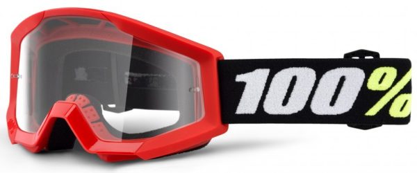 Детские мото очки 100% STRATA MINI Goggle Red - Clear Lens