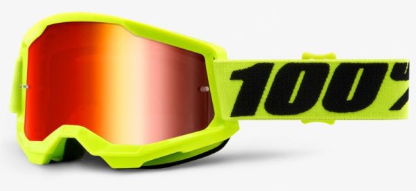 Детские мото очки 100% STRATA II Youth Goggle Yellow - Mirror Red Lens